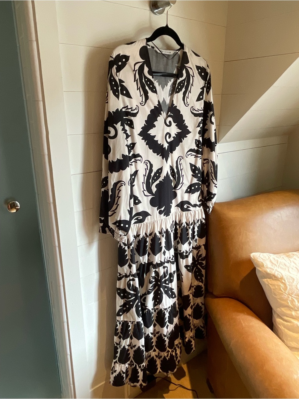 Zara Black and White Floral Graphic Maxi Dress